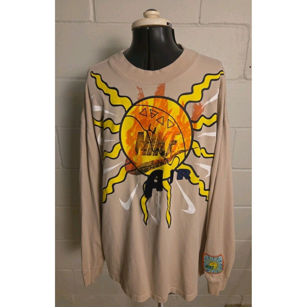 NIKE Air Sunshine Travis Scott Men's XL Beige JDI Long Sleeve Shirt EUC